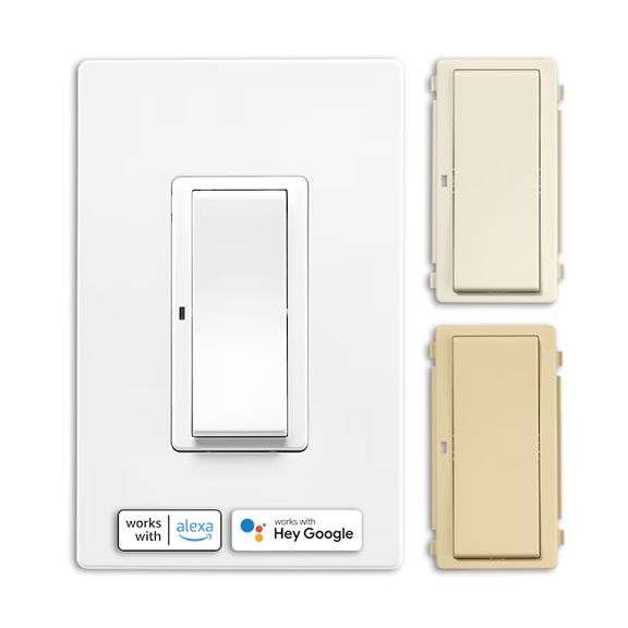 Eaton Wi-Fi Smart 15-amp Single-pole/3-way Rocker Master Smart Compatible Light Switch , White/Light