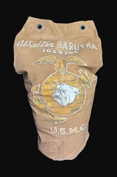 WW2 Era USMC Nose Art Duffel Bag