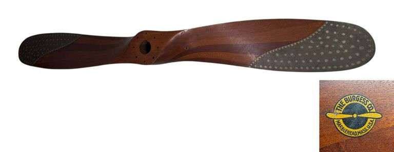 Antique Burgess Co. Wood Airplane Propeller