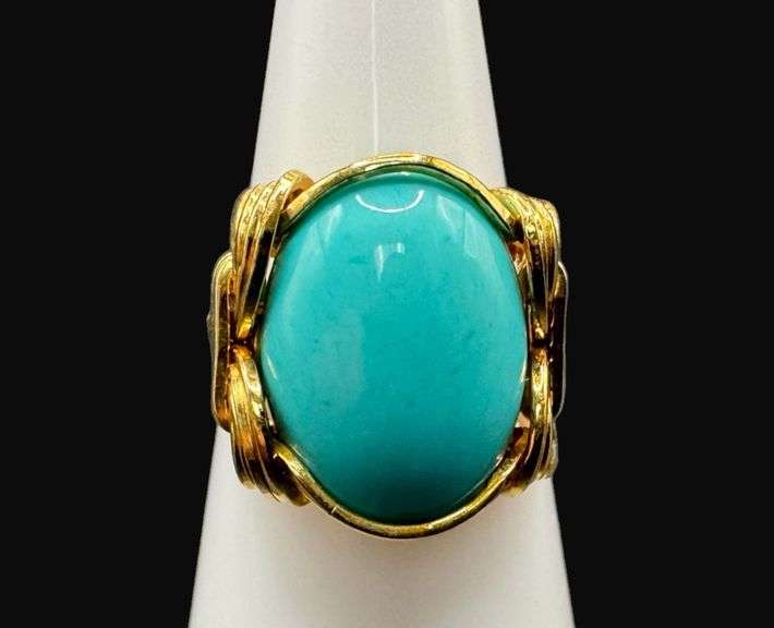Marked Sterling Silver Turquoise Ring [5.23g]