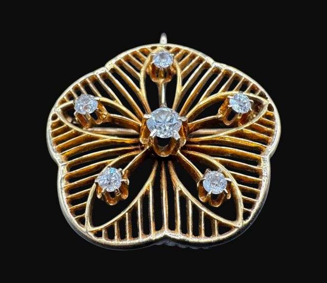 Tested 14K Gold Diamond Converter Brooch [5.54g]