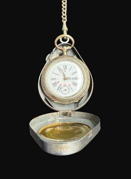 Tested 800 Silver Swiss German Officer’s Pocket Watch