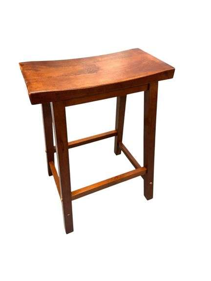 Solid Wood 24" Saddle Stools - 3 Stool Lot