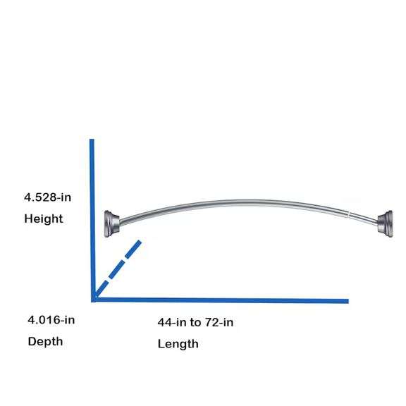 allen + roth 44-in to 72-in Brushed Nickel Fixed or tension Single curve Adjustable Shower Curtain R