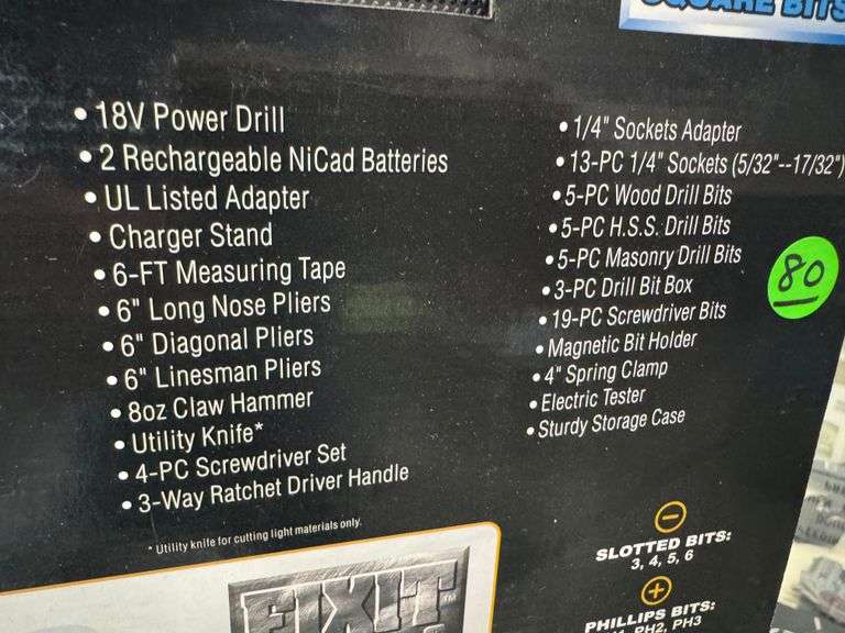 18V Cordless Drill Set - 69 pieces with Case, New