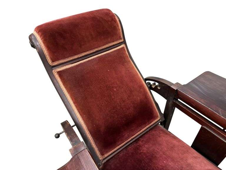 Antique 1860's- 1880's Adjustable Recliner Chair with Side Tables