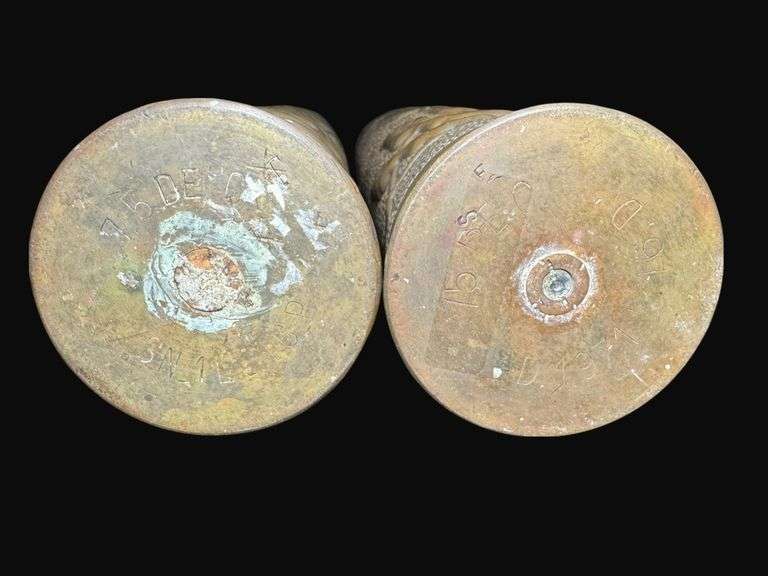 Matching Pair of Artillery Shell Trench Art Vases