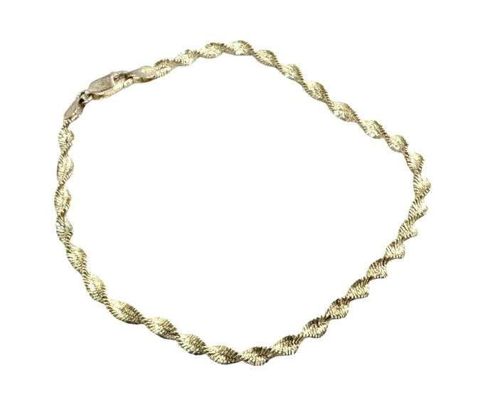 9 Inch Twisted Herringbone 925 Italy Bracelet