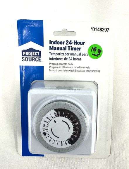 Project Source Indoor 24-Hour Manual Timer, New