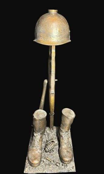 Full Size Bronze WW2 U.S. Fallen Soldier Battlefield Cross