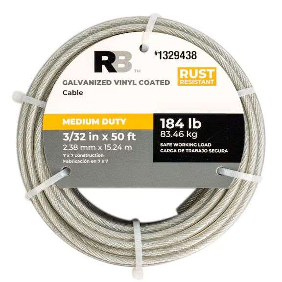 RELIABILT 3/32-in x 50.0-ft Weldless Galvanized-vinyl coated Steel Cable, New