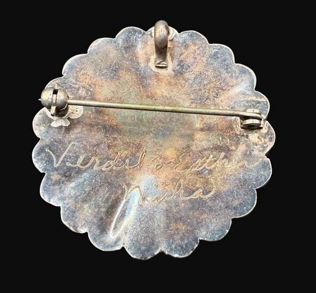 Tested Sterling Silver Signed Zuni Sunface Converter Brooch [10.27g]