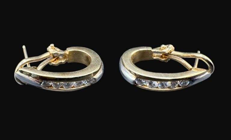 Stamped 14K Gold Diamond Earrings [9.00g]