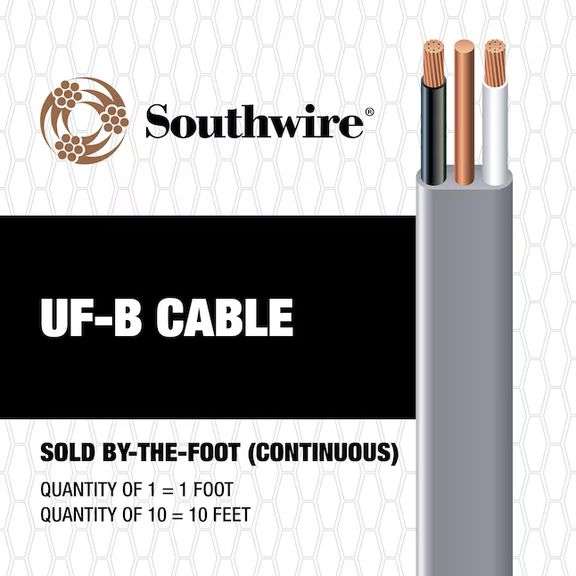 57 Feet Southwire 6 / 3 Stranded UF-B Wire W/G