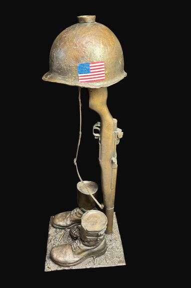 Full Size Bronze WW2 U.S. Fallen Soldier Battlefield Cross