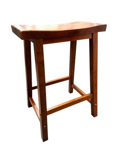 Solid Wood 24" Saddle Stools - 3 Stool Lot
