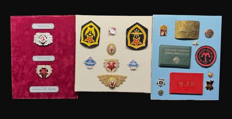 Soviet Badge, Patch, and Belt Buckle Assortment