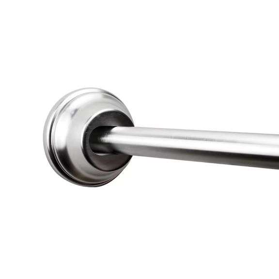 allen + roth 44-in to 72-in Brushed Nickel Fixed or tension Single curve Adjustable Shower Curtain R