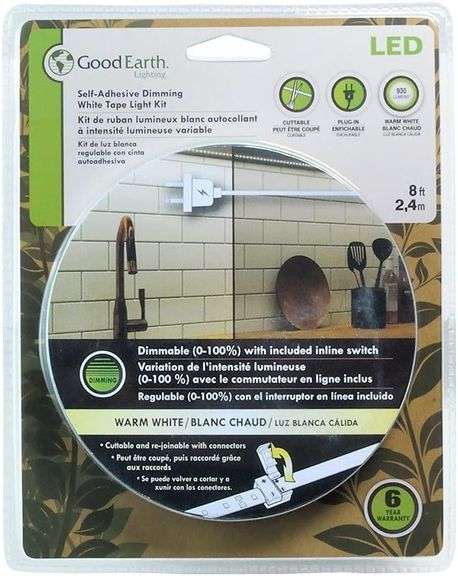 Good Earth Lighting 8ft LED 930 Lumen 3000K Flexible Tape Light - Plug-in, Dimmer Switch -
