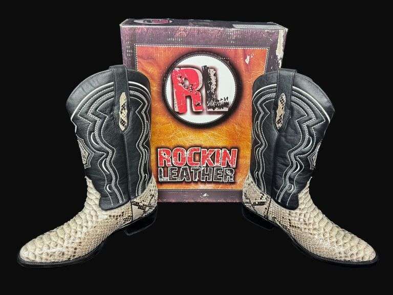 Rockin Leather Python Exotic Skin Men’s Western Boots