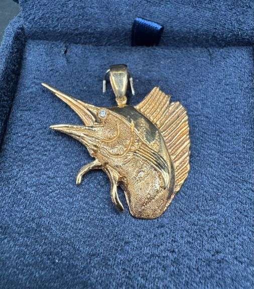 Stamped 14K Gold Termini Sailfish Pendant [14.43g]