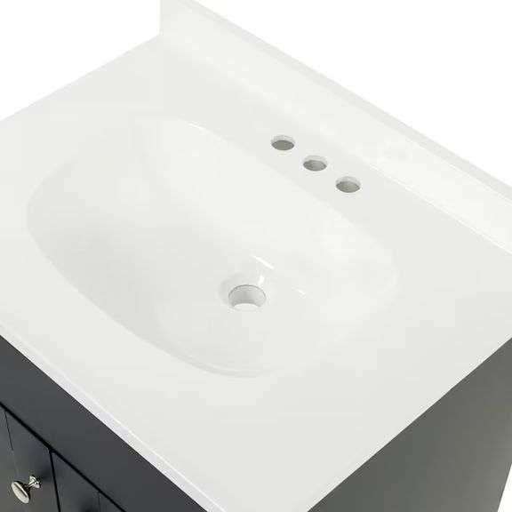 Project Source Dover 24-in Navy Blue Single Sink Bathroom Vanity with White Cultured Marble Top - NE