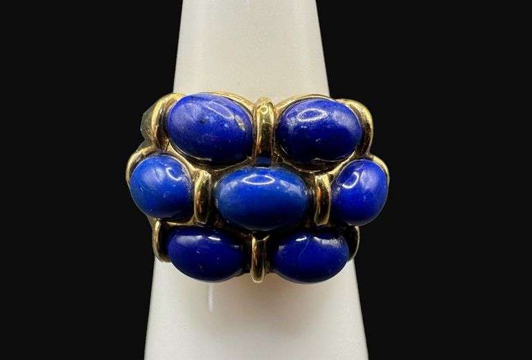 Marked Sterling Silver Lapis Ring [12.00g]