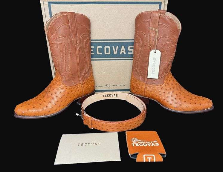 Tecovas “The Wyatt Pecan” Ostrich Western Boots Set