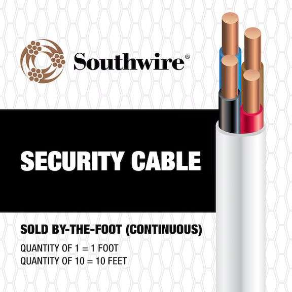 Approximately 300 Feet Southwire 1-ft 22 / 4 Solid White Security Cable