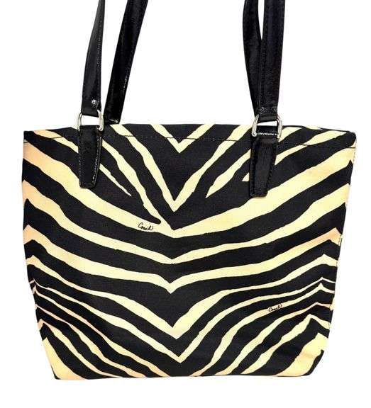 Coach Black / Cream Zebra Print Shoulder Bag