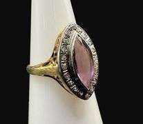 Stamped 14K Gold Art Deco Amethyst Ring [3.41g]
