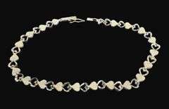 Stamped 14K Gold Diamond Cut Heart Bracelet [4.63g]