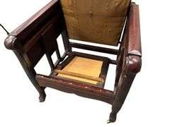 Antique 1860's- 1880's Adjustable Recliner Chair with Side Tables