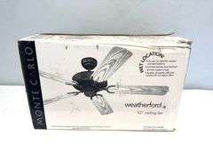 Monte Carlo Fan Company 52" Weatherford White Outdoor Ceiling Fan, Model #5WF52WH, New Old Stock