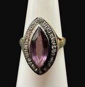 Stamped 14K Gold Art Deco Amethyst Ring [3.41g]