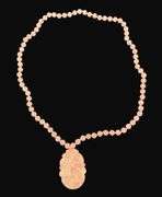 Pink Jade Necklace with Amulet