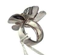 Paola Valentino Sterling Italy, Sculptural Flower Ring, Size 6