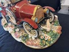 Large Capodimonte La Medea Porcellane, Family On A Drive, Signed