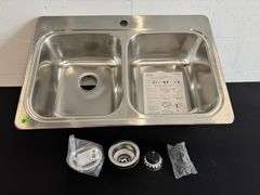 Elkay Freeport Drop-in 33-in x 22-in, 20 G Stainless steel Double Bowl Sink, See Description