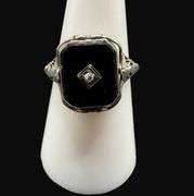 Stamped 14K Gold Art Deco Black Onyx Cameo Flip Ring [3.98g]