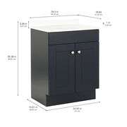 Project Source Dover 24-in Navy Blue Single Sink Bathroom Vanity with White Cultured Marble Top - NE