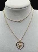 Stamped 14K Gold Heart and Cupid Charm with Chain [5.06g]