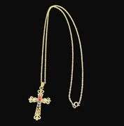 Stamped 10K Gold Byzantine Cross Pendant with Chain [2.03g]