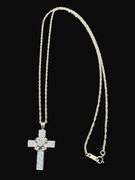Stamped 14K Gold Diamond Cross Pendant with Chain [3.63g]