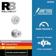 RELIABILT Gallo Stainless Steel Exterior Single-Cylinder Keyed Entry Door Knob Project Pack
