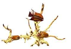 Large Driftwood with Swimming Fish - Wall Sculpture