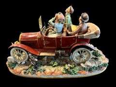 Large Capodimonte La Medea Porcellane, Family On A Drive, Signed