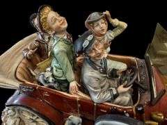 Large Capodimonte La Medea Porcellane, Family On A Drive, Signed