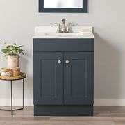 Project Source Dover 24-in Navy Blue Single Sink Bathroom Vanity with White Cultured Marble Top - NE