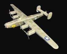Handcrafted Folk Wood B-24 Liberator Model Plane
